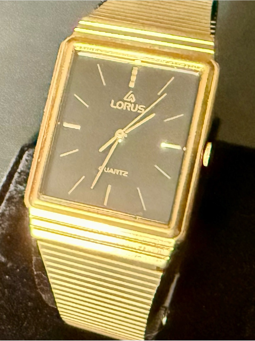Lorus Gold-Tone Black Dial Quartz Dress Watch